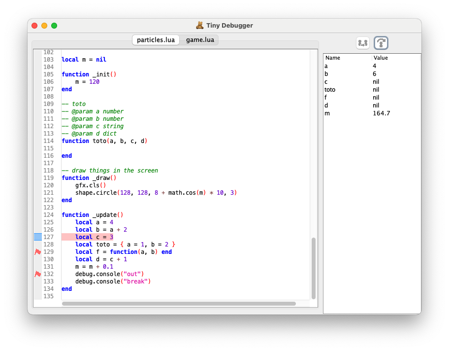 tiny cli debug